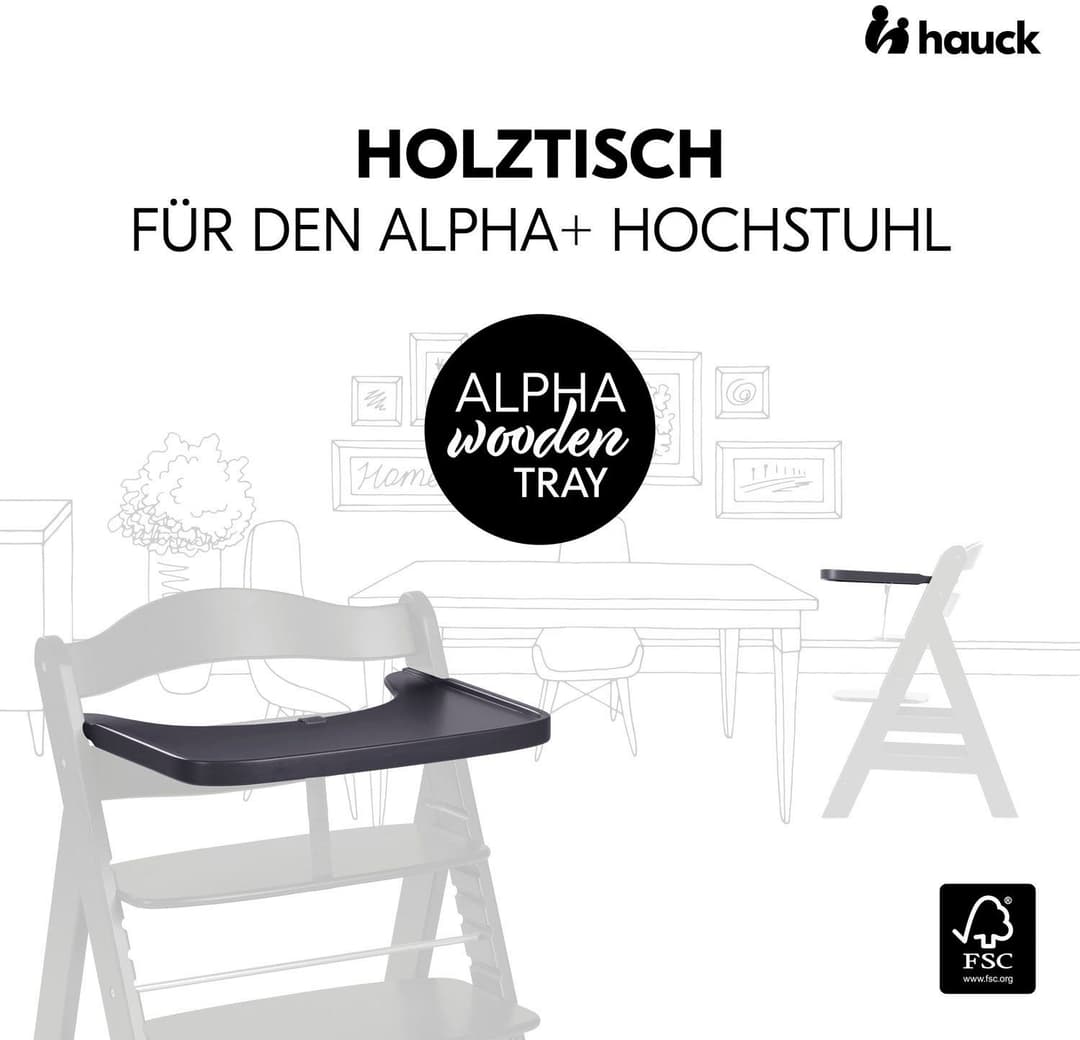 Hauck Alpha Wooden Tray Essbrett | Braun