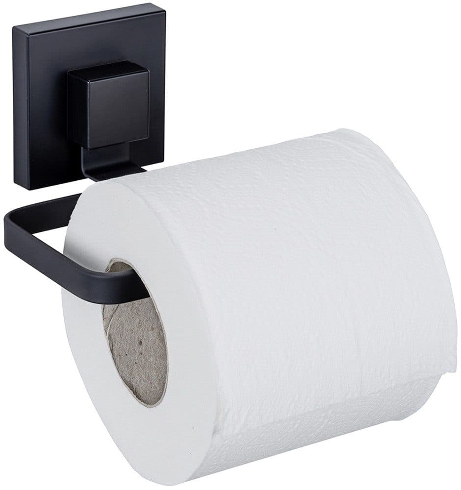 WENKO Toilettenpapierhalter Vacuum-Loc® Modell Quadro | Schwarz