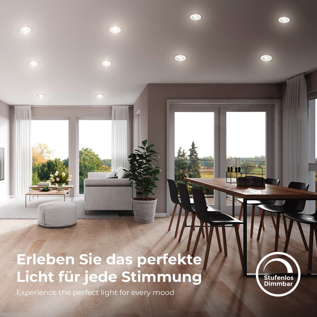 B.K.Licht LED Einbauleuchte 5er Set | Silber