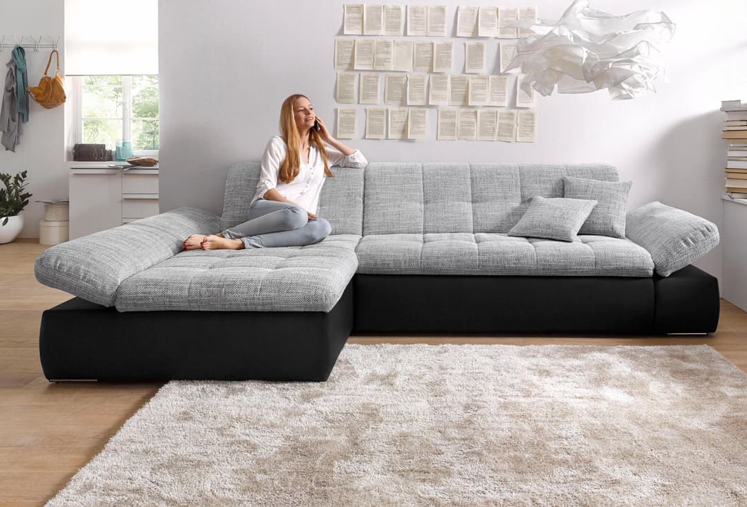 DOMO collection Ecksofa Moric | Grau