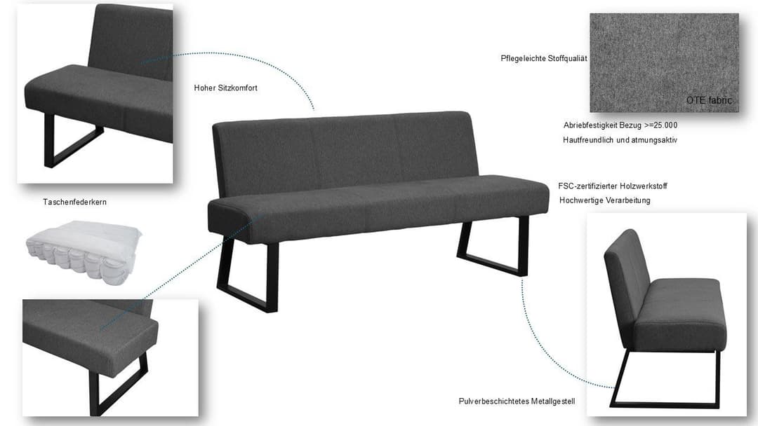 OTTO home Polsterbank Gladio | Grau