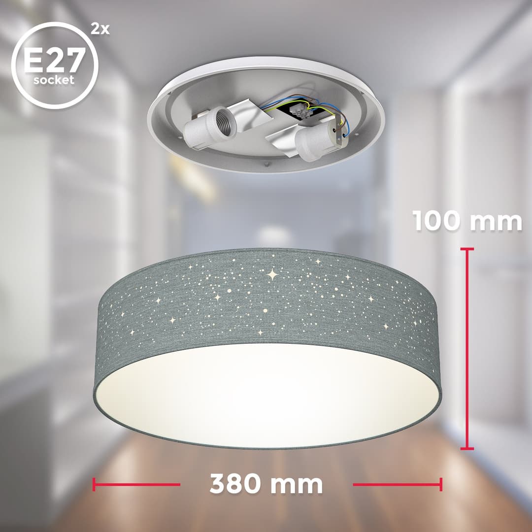 B.K.Licht LED Deckenleuchte | Grau