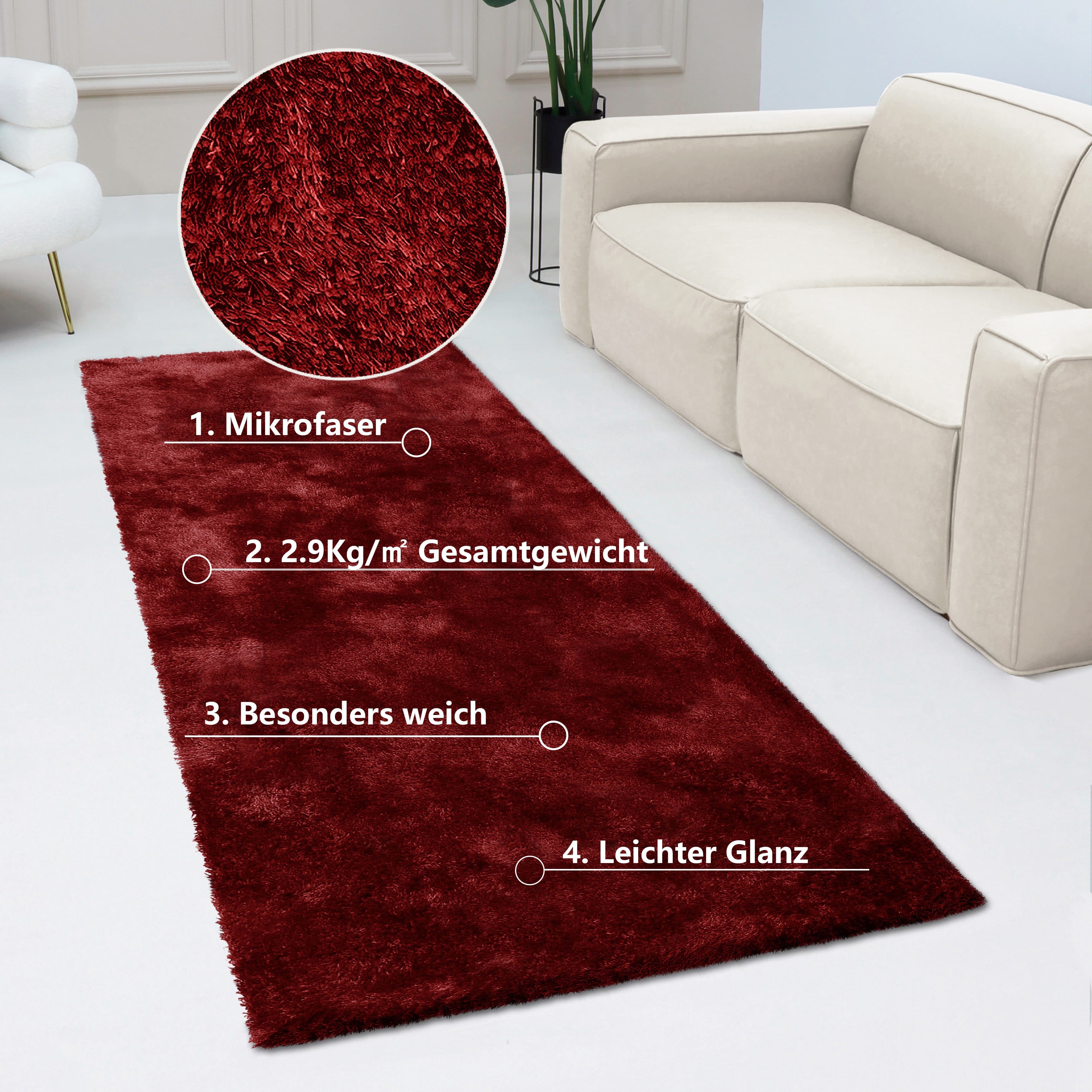 Bruno Banani Hochflor-Läufer Dana Teppich | Rot