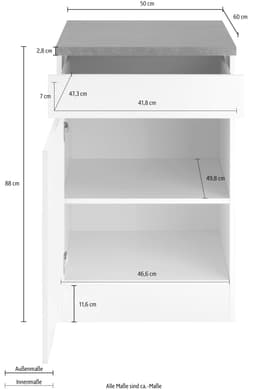 OPTIFIT Unterschrank Roth Breite 50 cm | Weiß