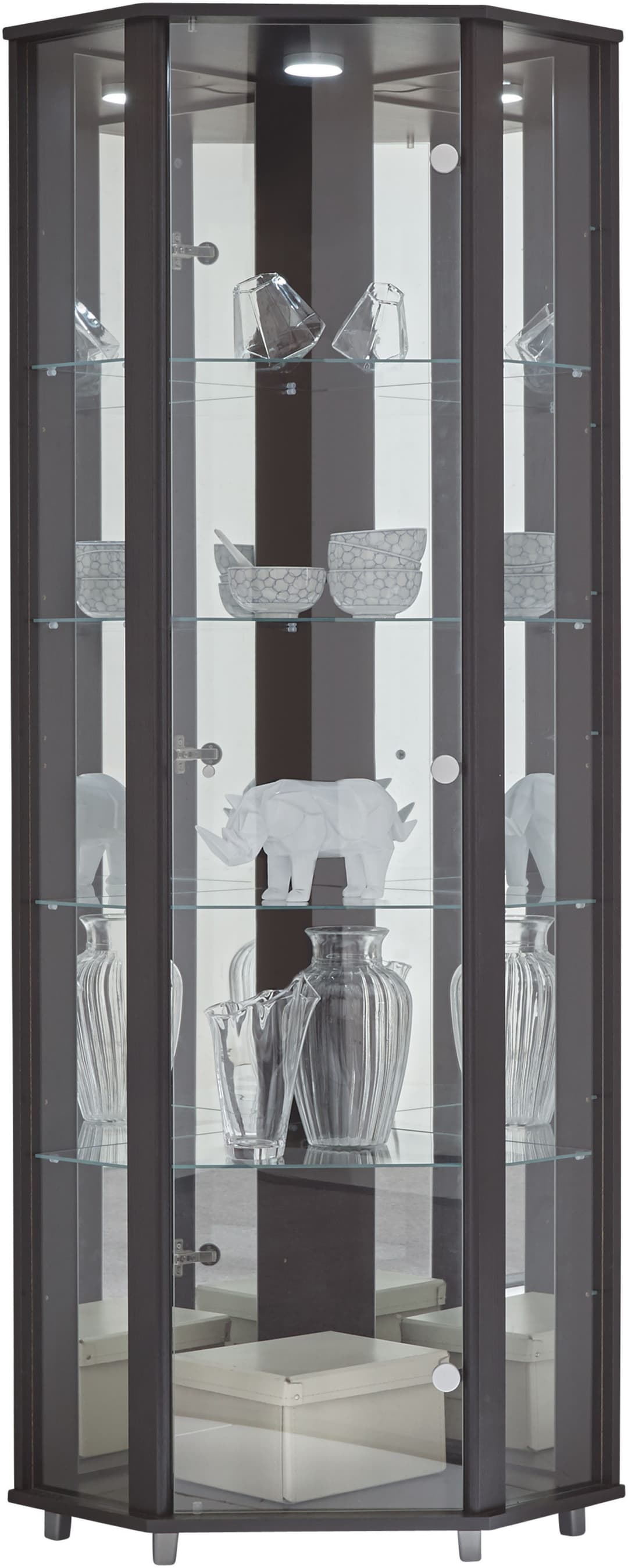 fif möbel Eckvitrine TRIO | Schwarz