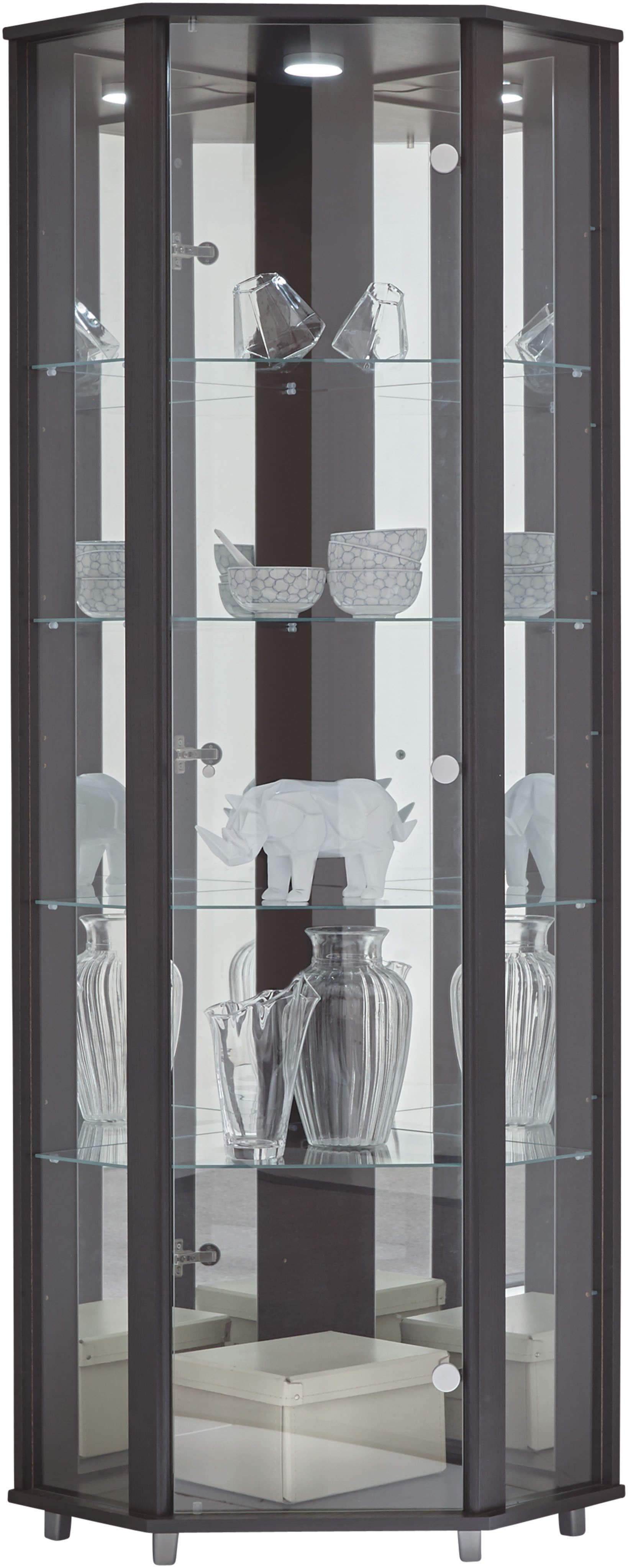 fif möbel Eckvitrine TRIO | Schwarz