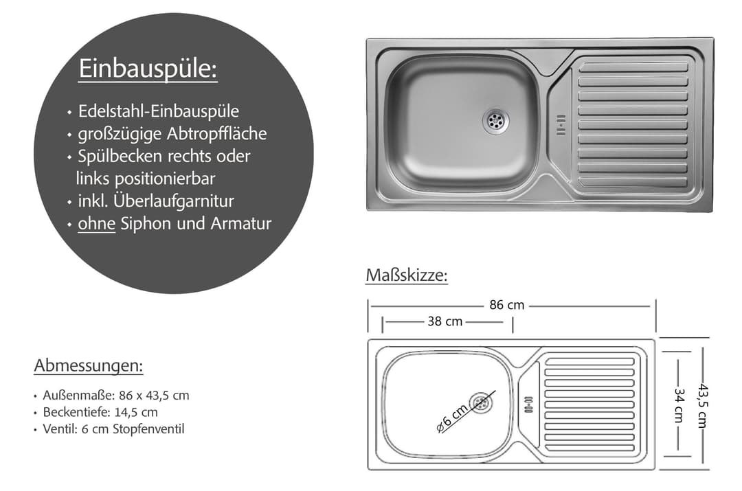 KOCHSTATION Küchenzeile KS-Frieda | Grau