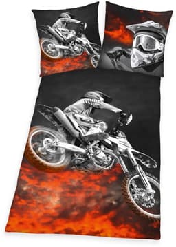Herding Young Collection Jugendbettwäsche Motorcross | Schwarz