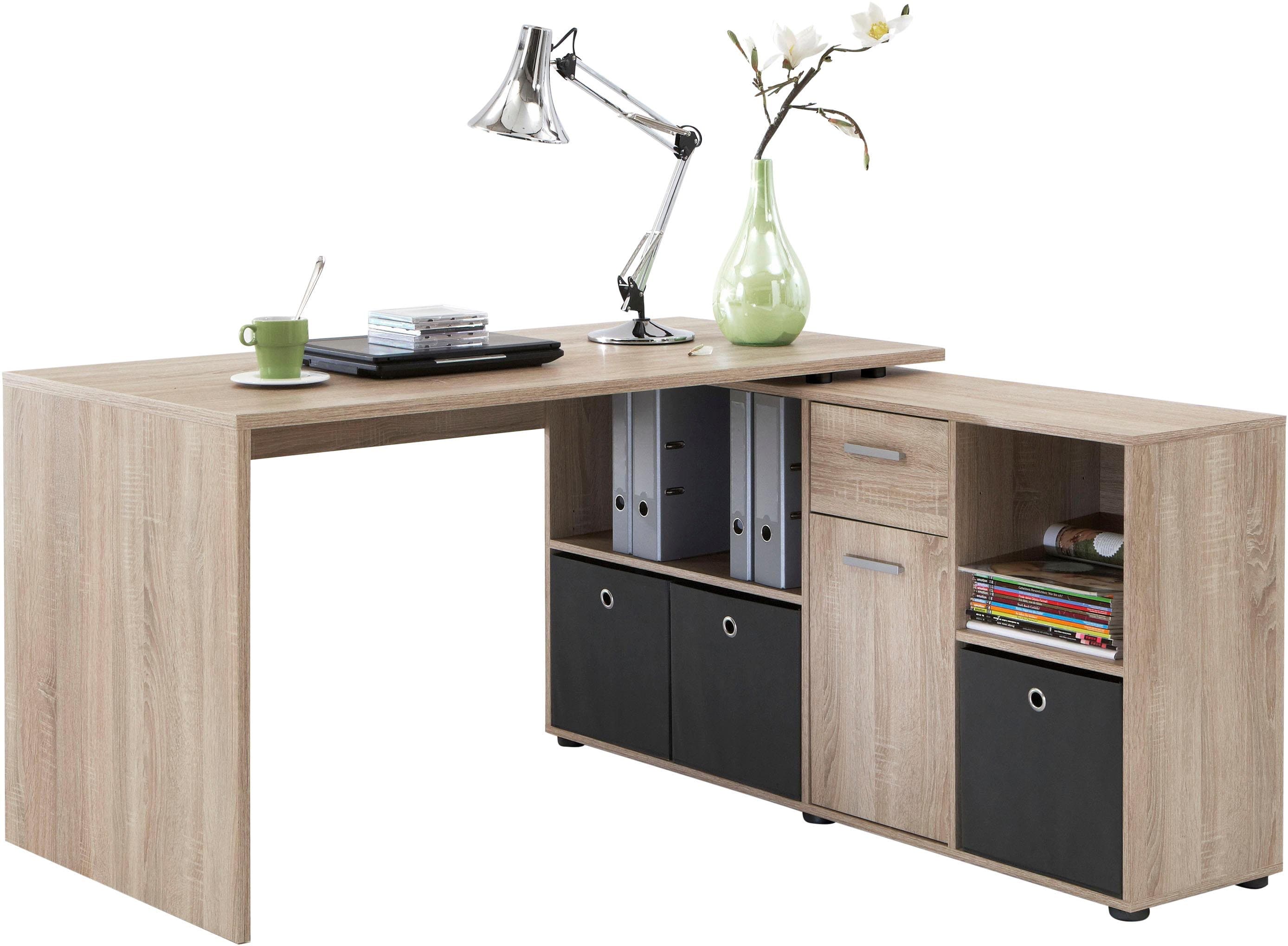 FMD Eckschreibtisch Lexo | Holztöne