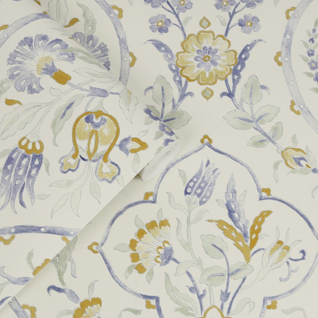 LAURA ASHLEY Foscot Damask Vliestapete | Gelb