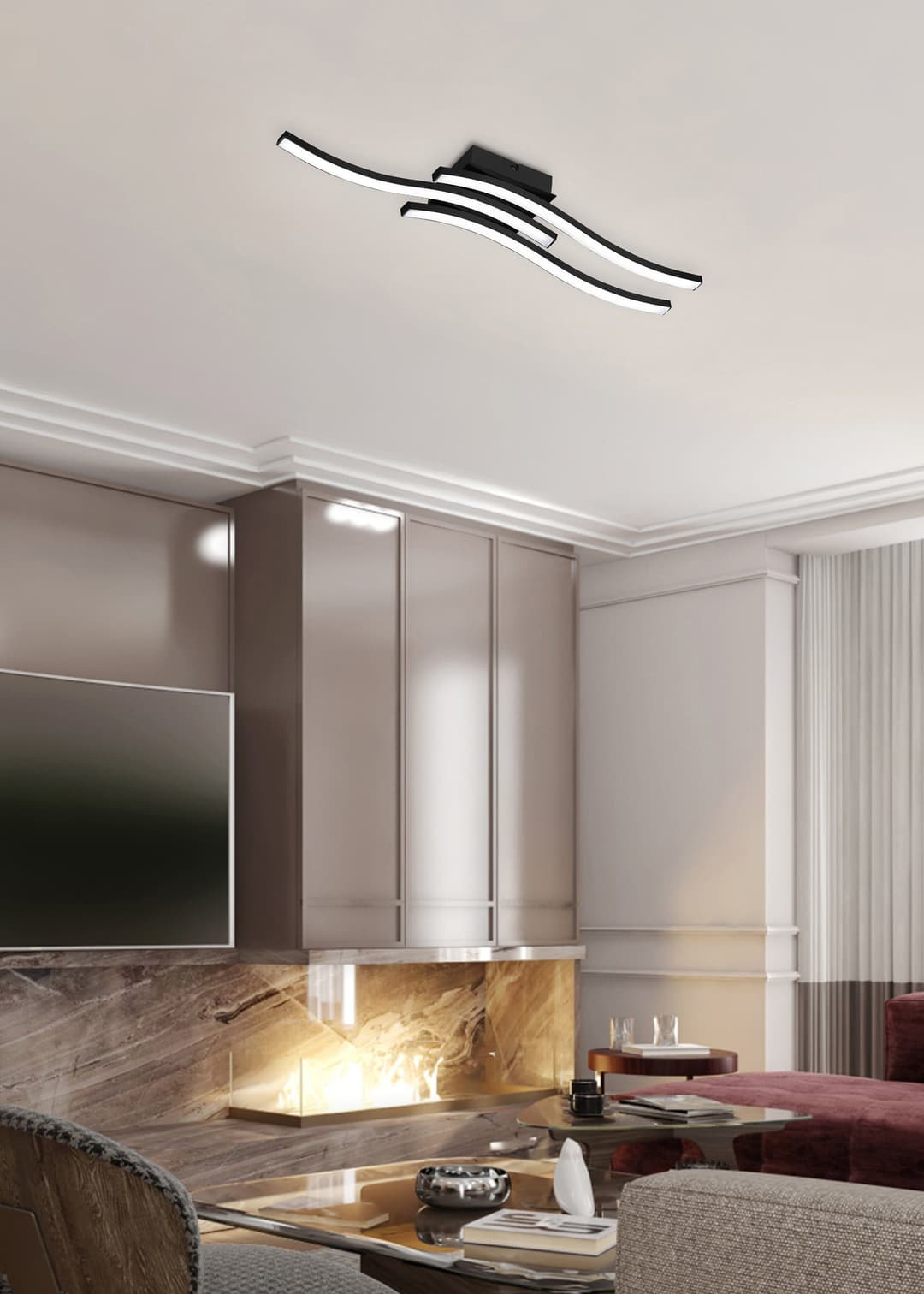 Reality Leuchten LED Deckenleuchte Route | Silber