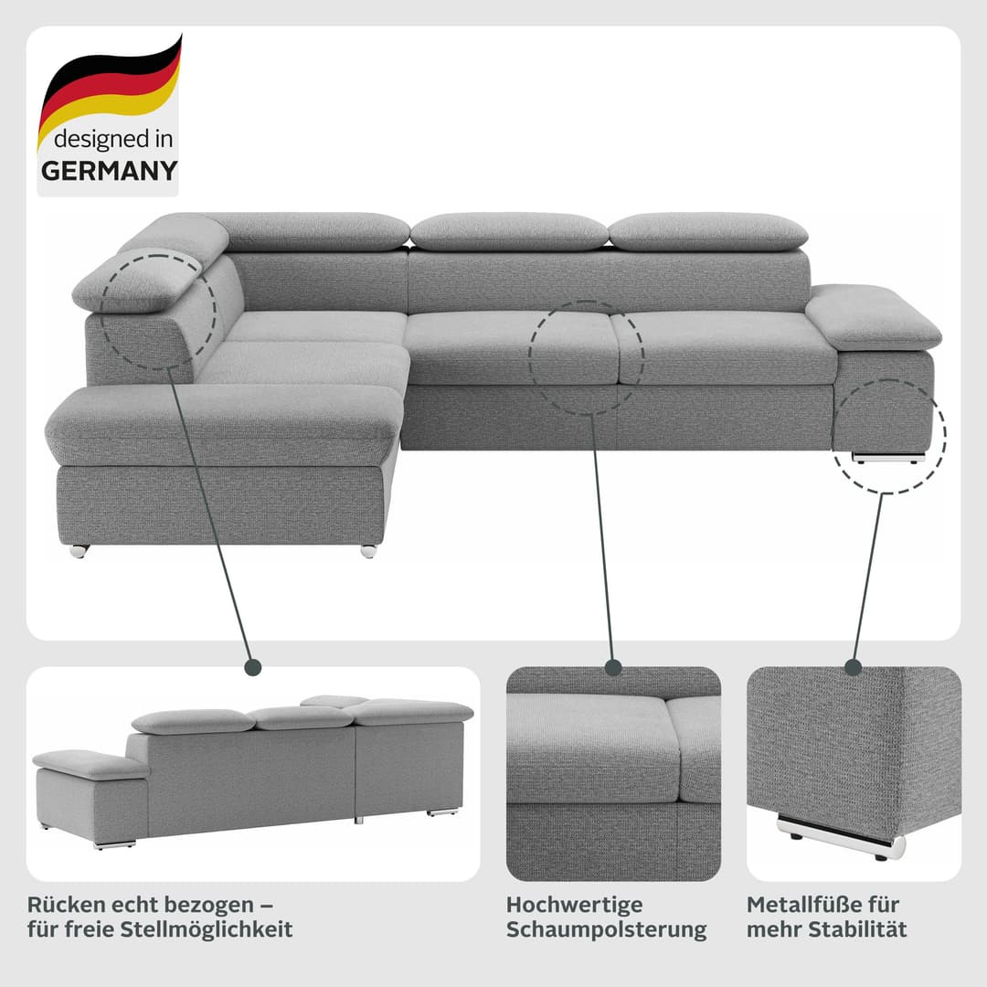 sit&more Ecksofa Valentine L-Form | Schwarz