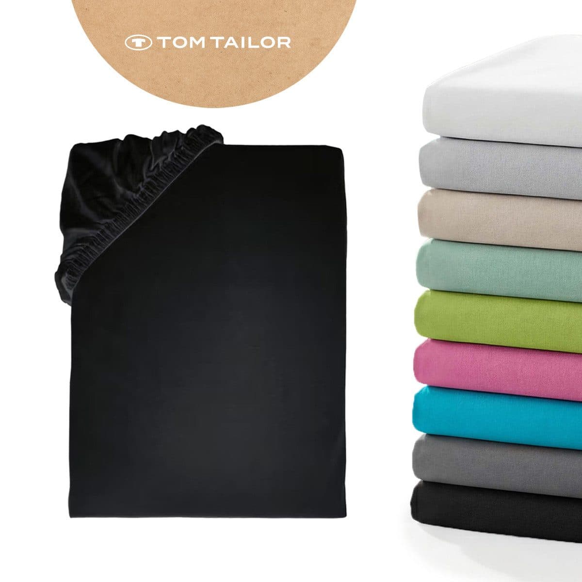 TOM TAILOR HOME Spannbettlaken Tom Tailor Jersey | Schwarz