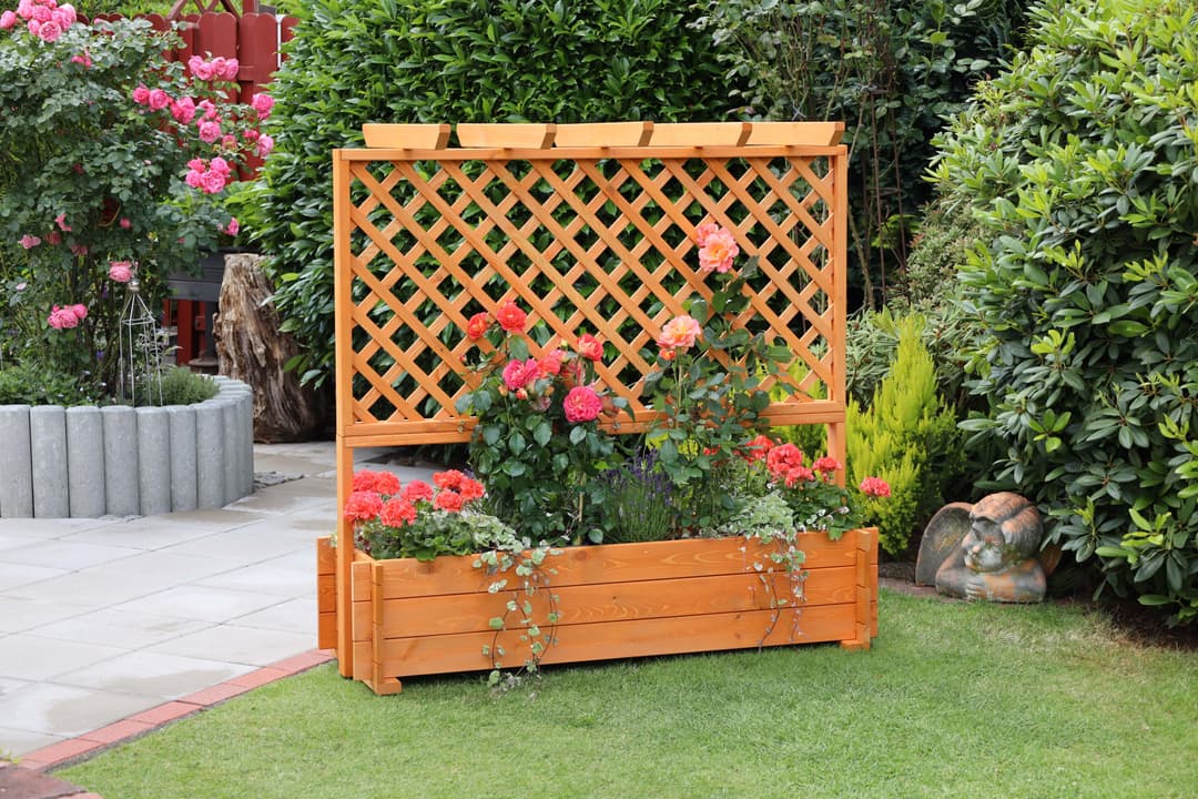 promadino Spalier Pergola mit Pflanzkasten | Braun