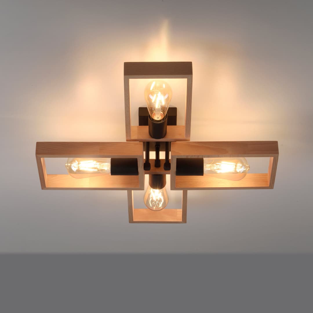JUST LIGHT Deckenleuchte FRANKY | Holztöne