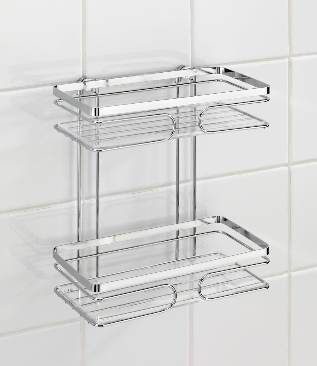 WENKO Wandregal Premium, 2 Etagen | Silber