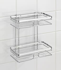 WENKO Wandregal Premium, 2 Etagen | Silber