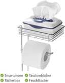 Wenko Toilettenpapierhalter mit Ablage | Silber 5