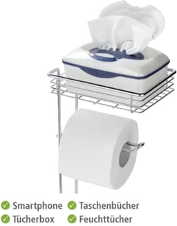Wenko Toilettenpapierhalter mit Ablage | Silber