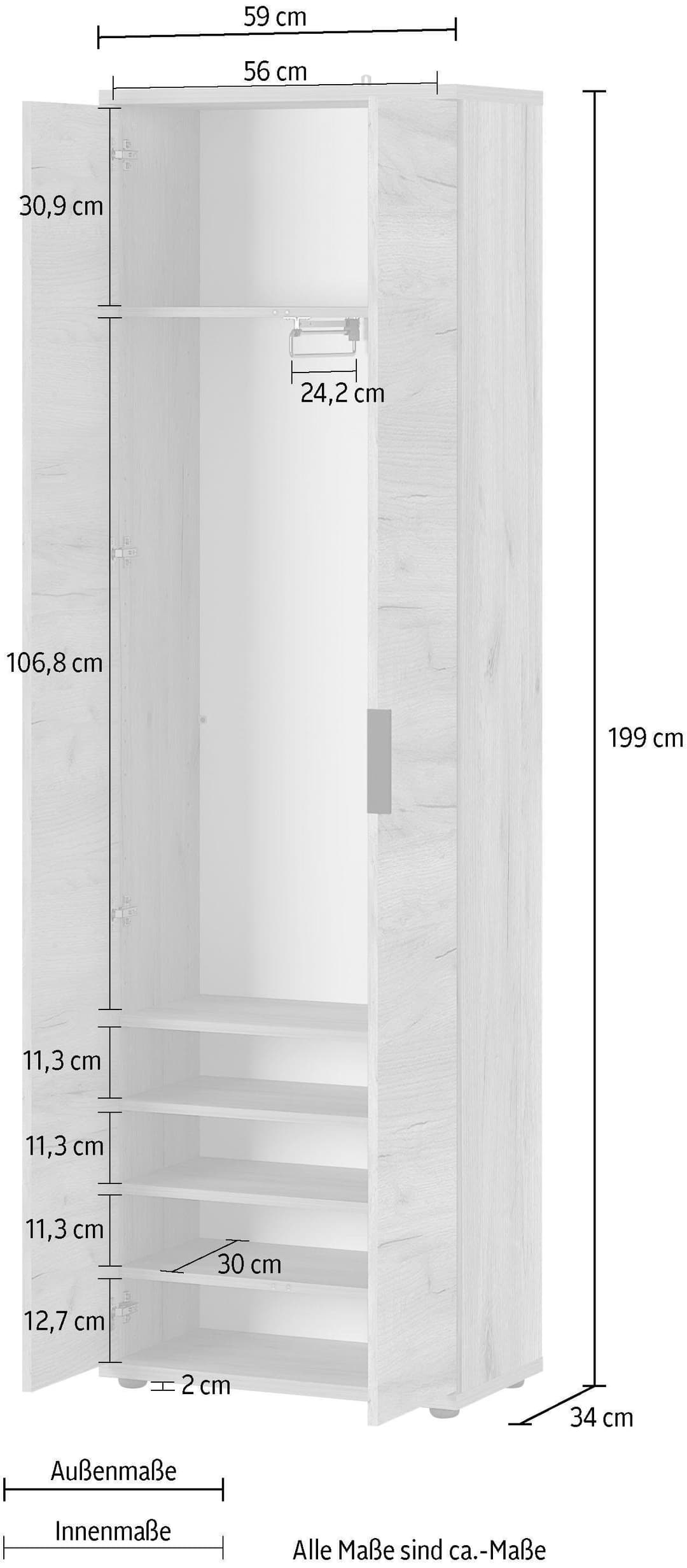 GERMANIA Garderobenschrank GW-Fremont | Holztöne