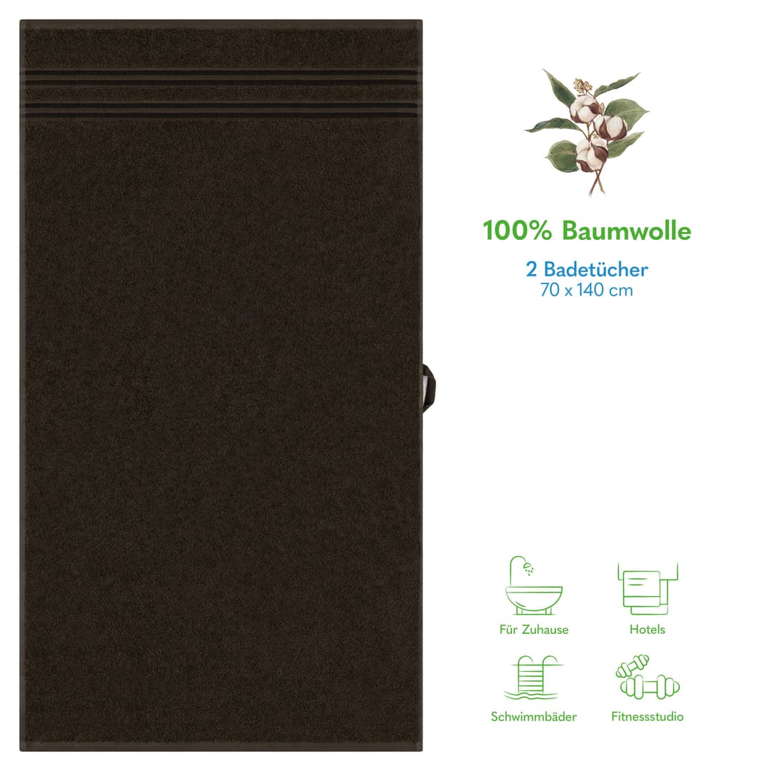 HAMMETEX Duschtuch 2er Set | Braun