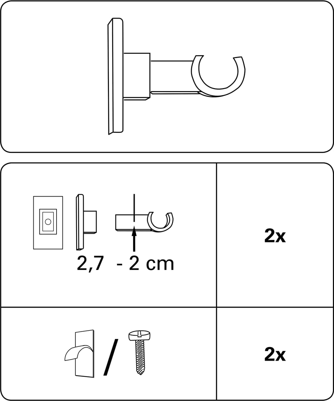 GARDINIA Träger für Caféhausstange | Weiß