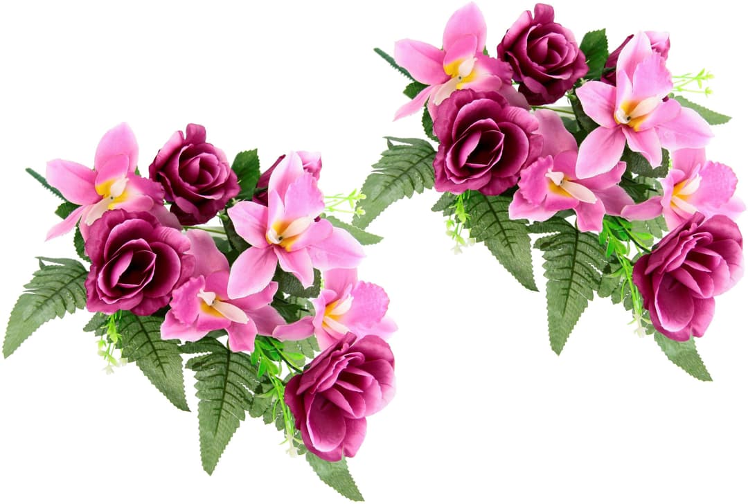 Kunstblume Bouquet aus Orchideen und Rosen | Mehrfarbig