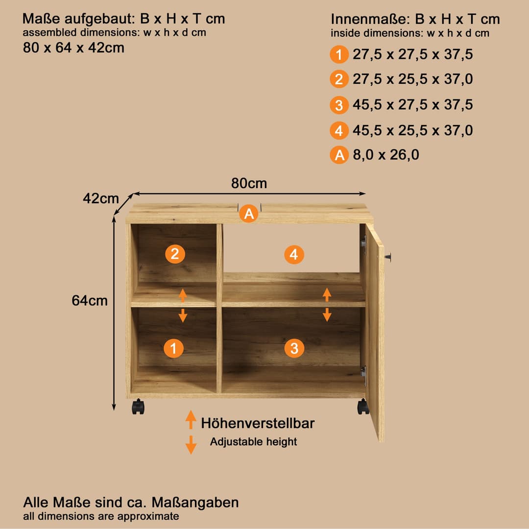 welltime Waschbeckenunterschrank Amrum | Holztöne