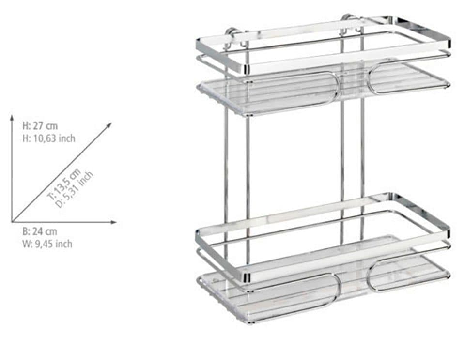 WENKO Wandregal Premium, 2 Etagen | Silber