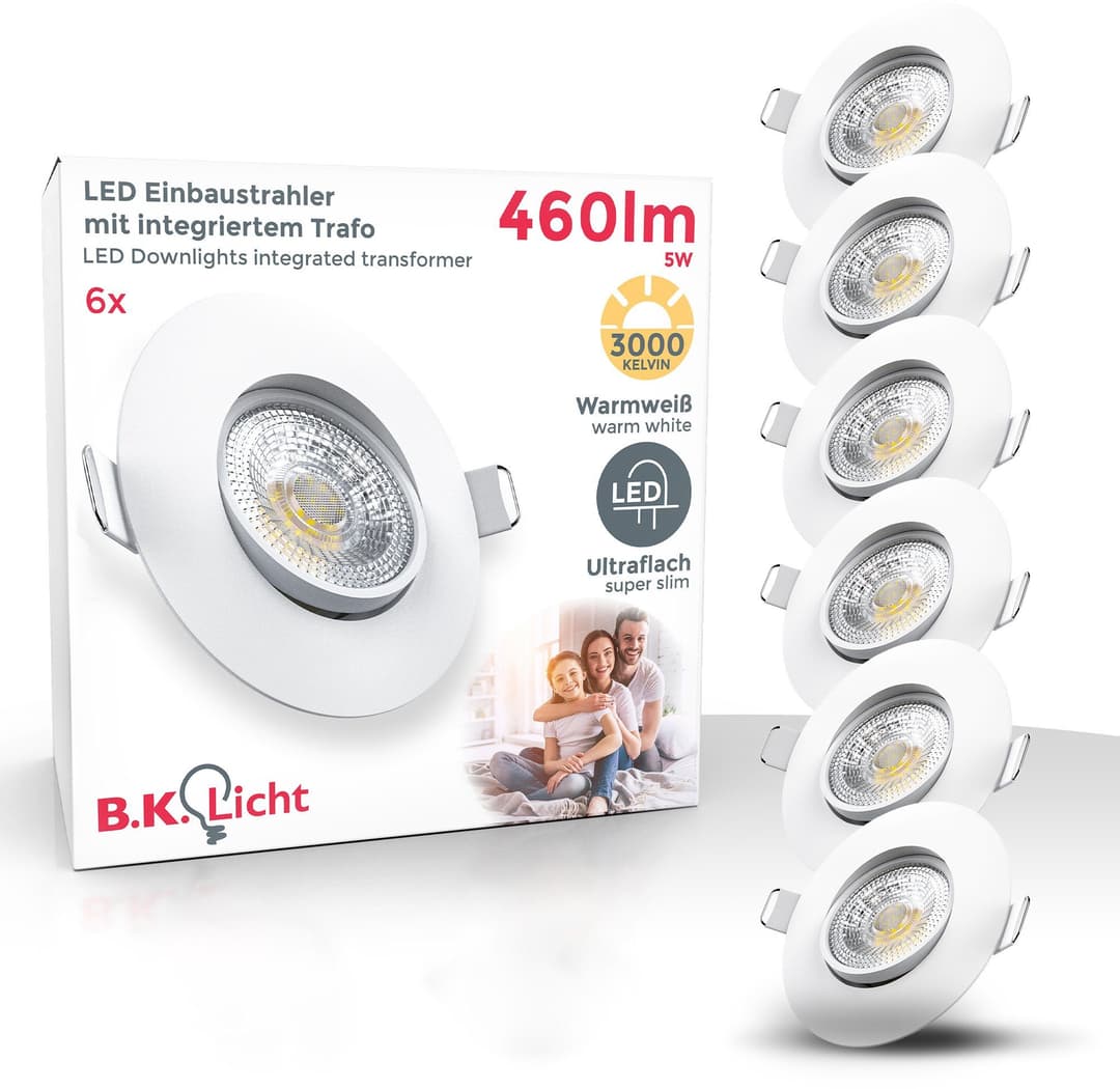 B.K.Licht LED Einbauleuchte 6er Set | Weiß