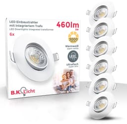 B.K.Licht LED Einbauleuchte 6er Set | Weiß