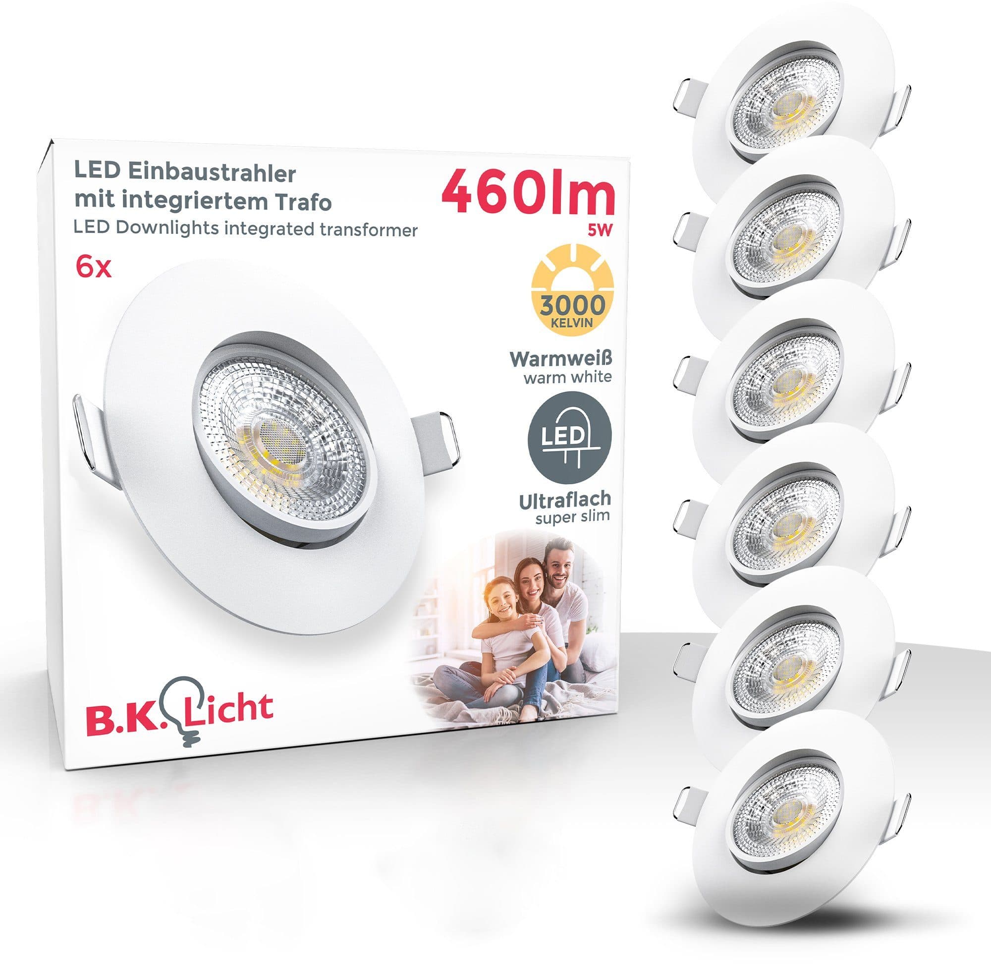 B.K.Licht LED Einbauleuchte 6er Set | Weiß