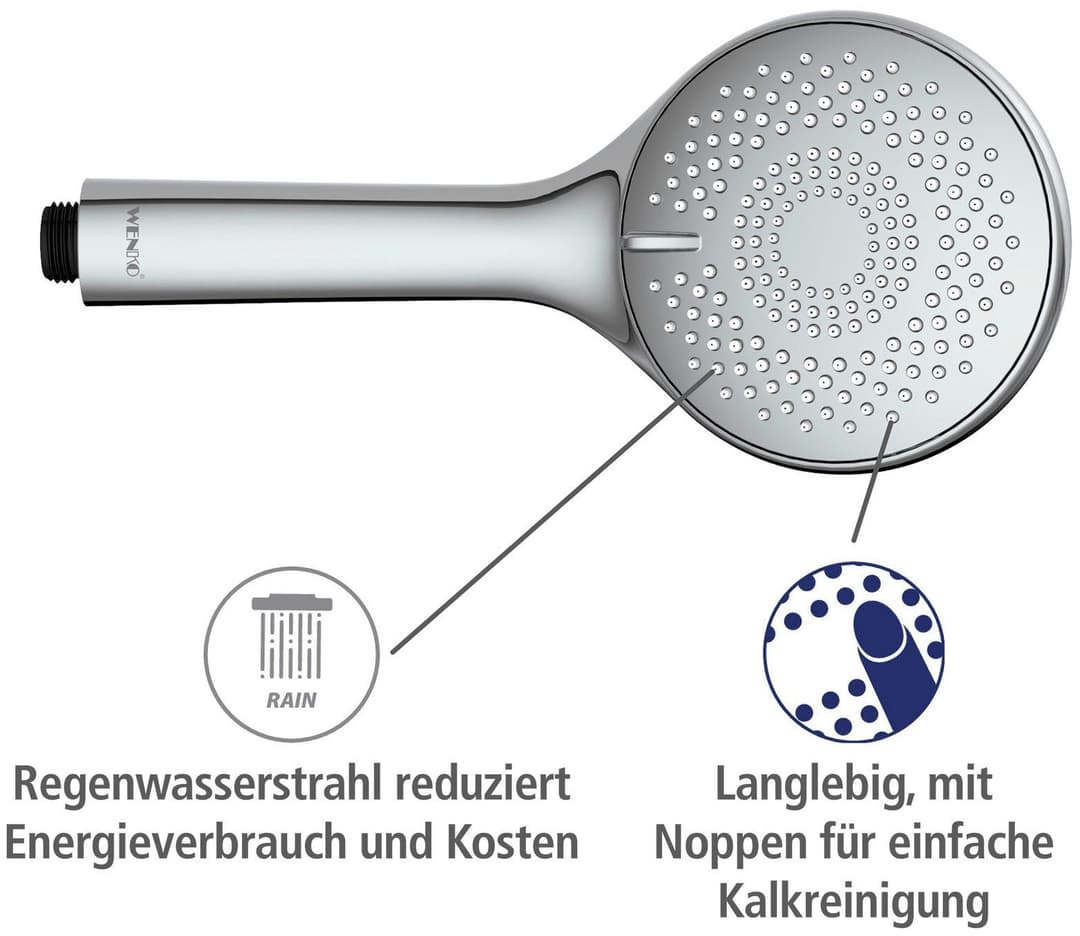 WENKO Handbrause Watersaving | Schwarz