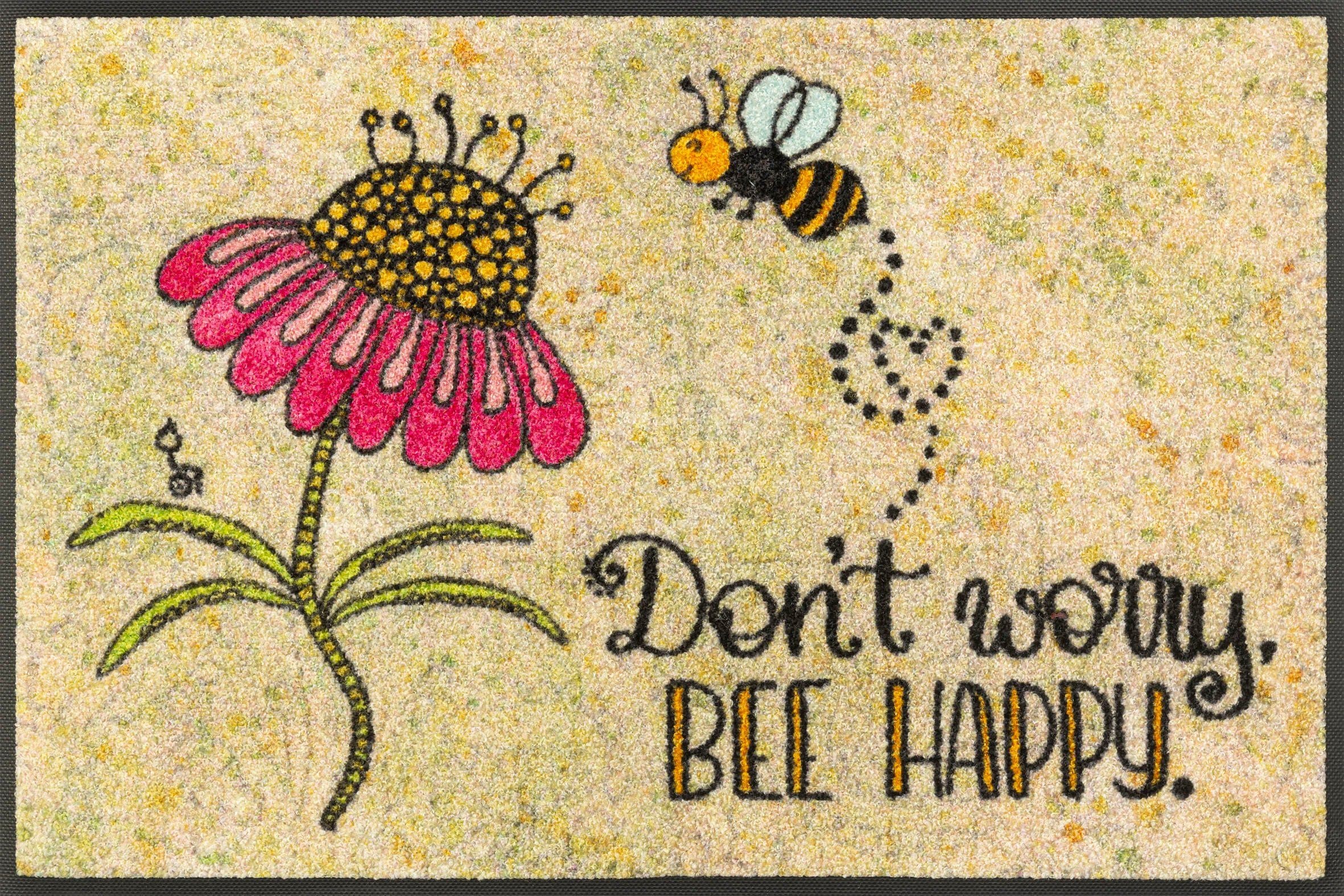 wash+dry by Kleen-Tex Fußmatte Bee Happy | Mehrfarbig