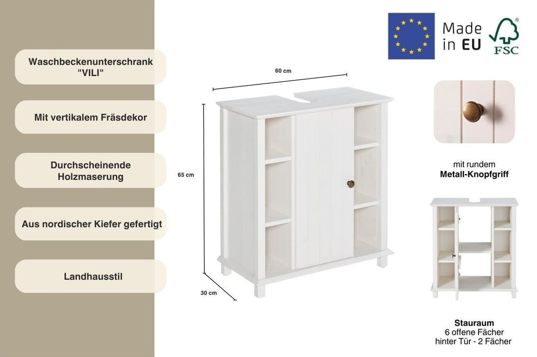 Home affaire Vili Waschbeckenunterschrank | Weiß