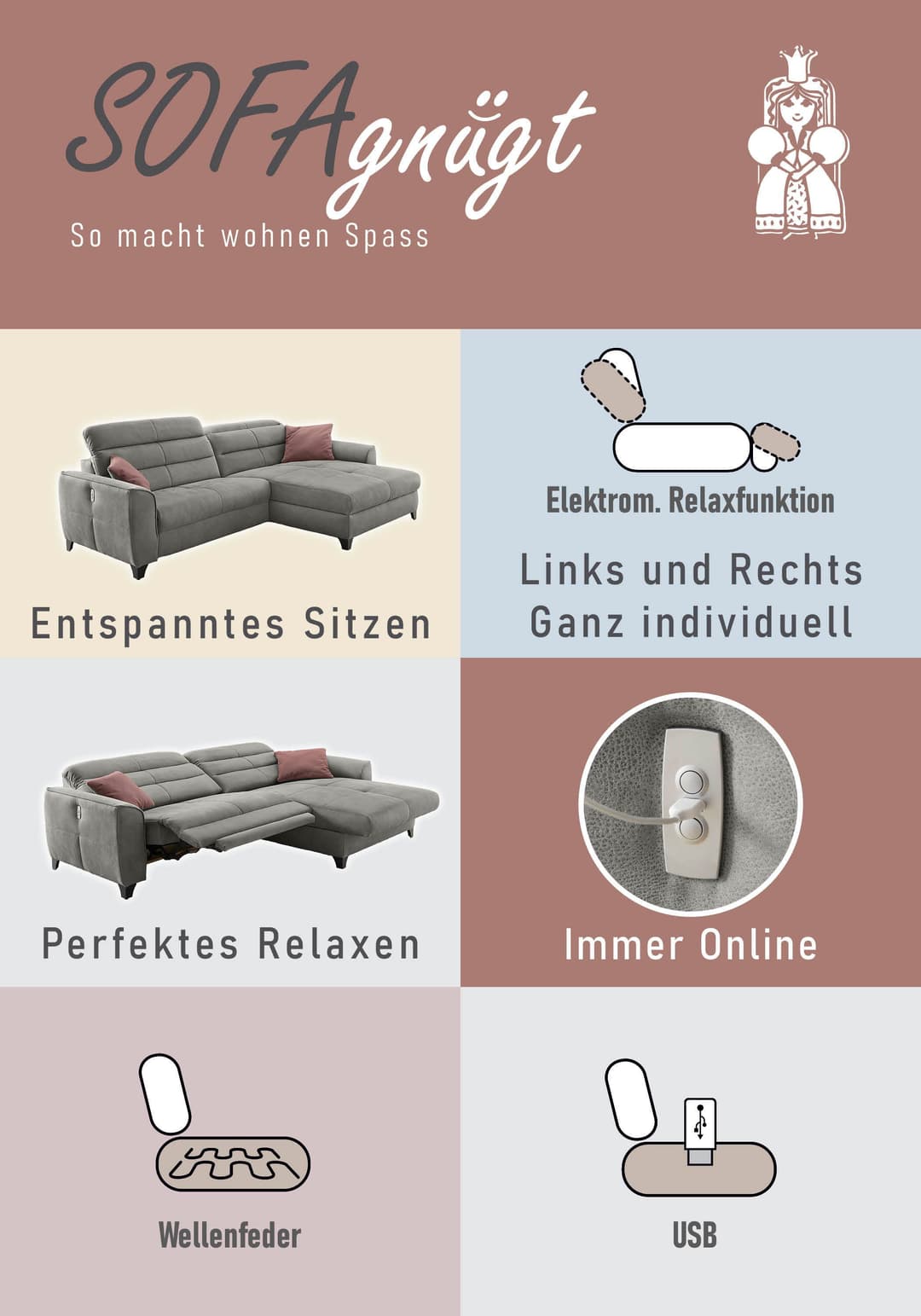 Jockenhöfer Gruppe Ecksofa Double One L-Form | Braun