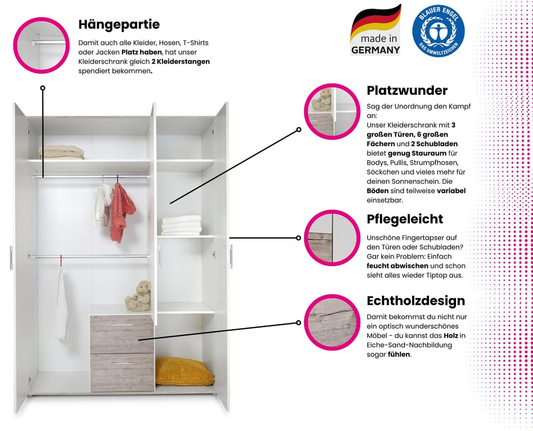 OTTO home Kinderkleiderschrank »Rieke« | Weiß