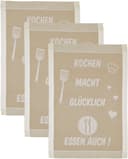 ROSS Geschirrtuch Kochen macht glücklich... Essen auch | Beige