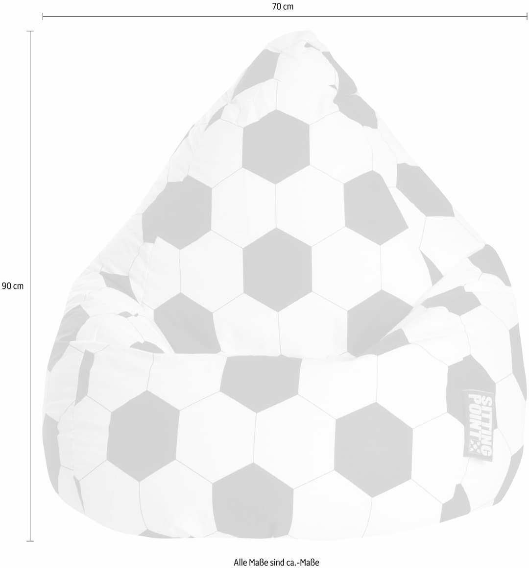 Sitting Point Sitzsack Fussball L | Mehrfarbig