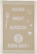 ROSS Geschirrtuch Kochen macht glücklich... Essen auch | Beige 2