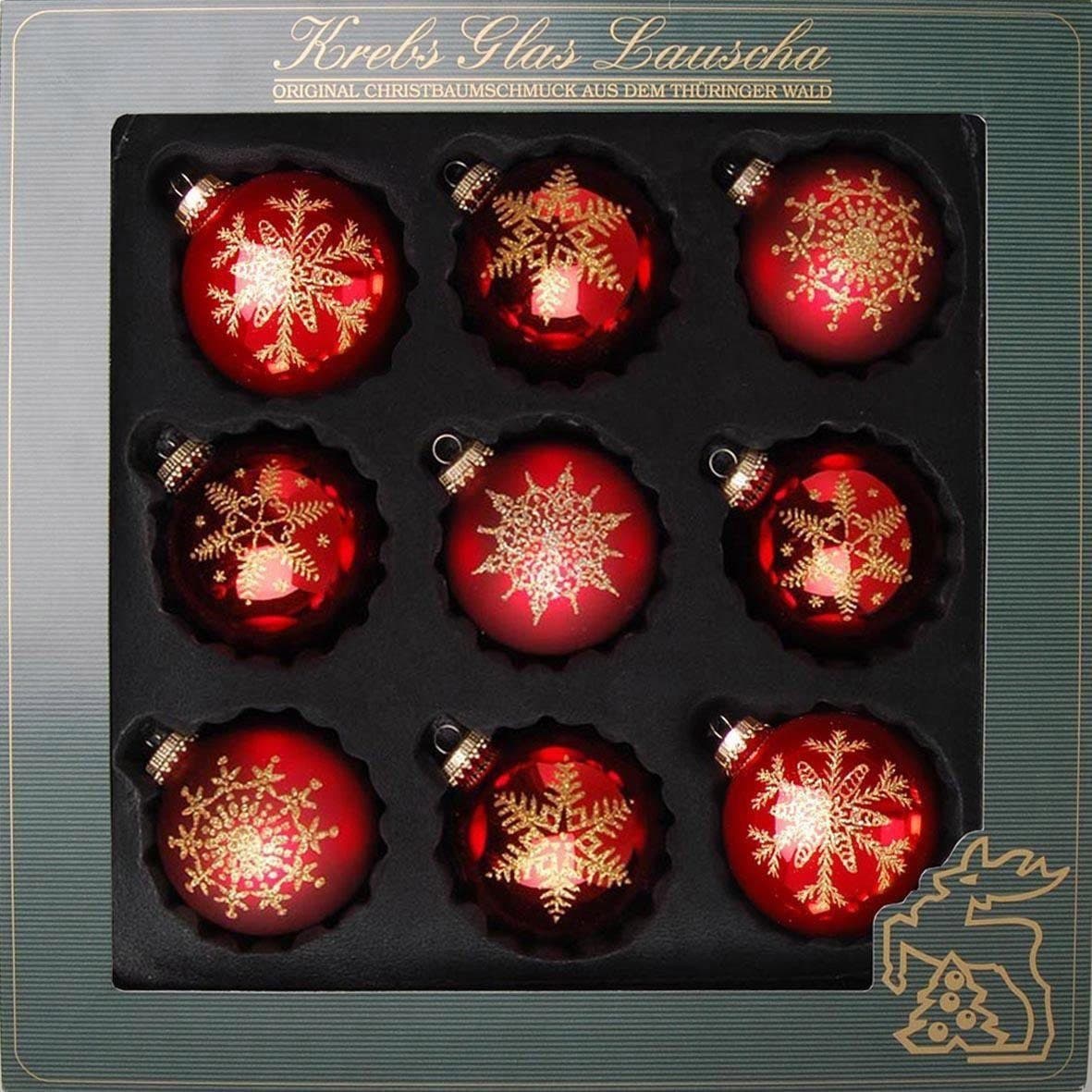 Krebs Glas Lauscha Weihnachtsbaumkugel Schneeflocke | Rot