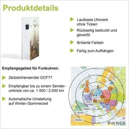Bruno Banani Wanduhr Beton auf Glas | Grau