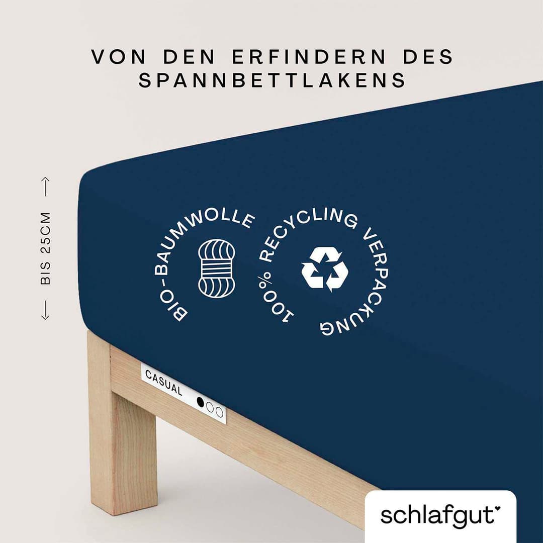 Schlafgut CASUAL Spannbettlaken | Blau