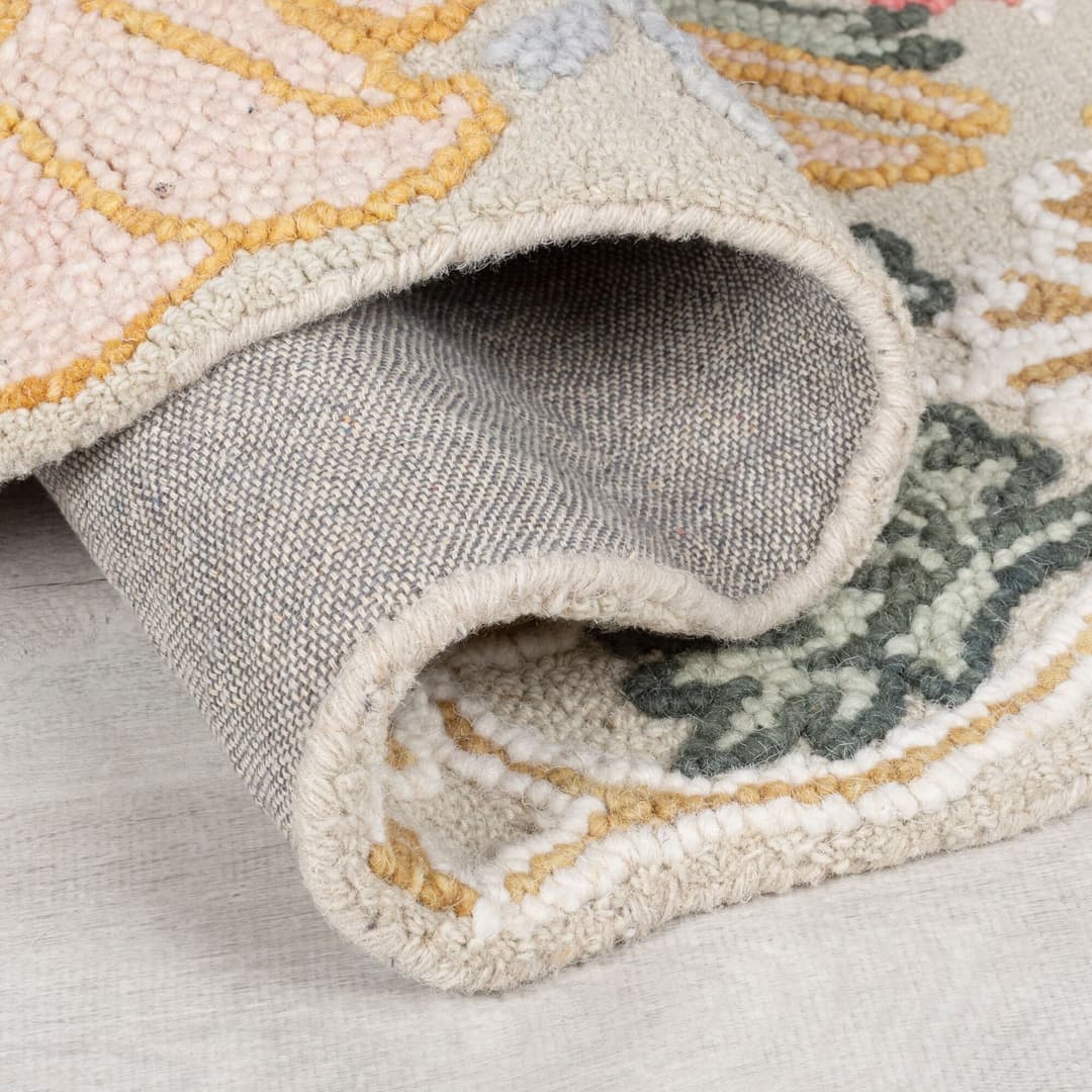 FLAIR RUGS Daphne Floral Wollteppich | Rosa