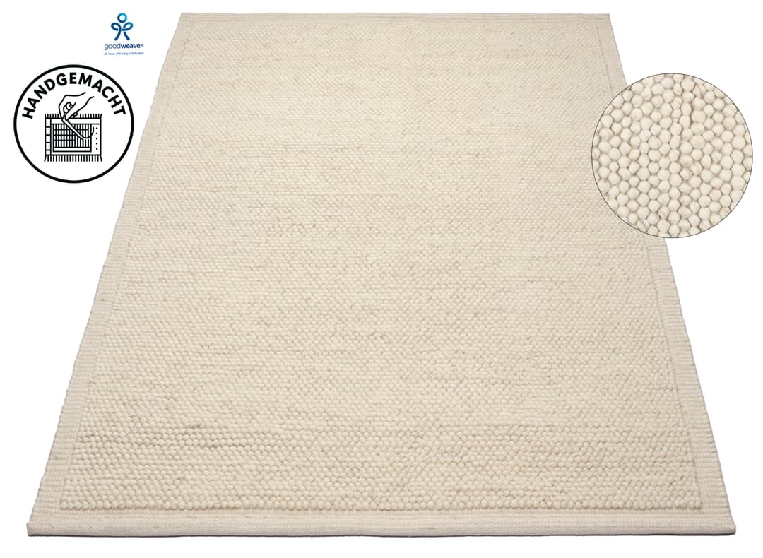OTTO home Wollteppich Wolly Rahmen | Weiß