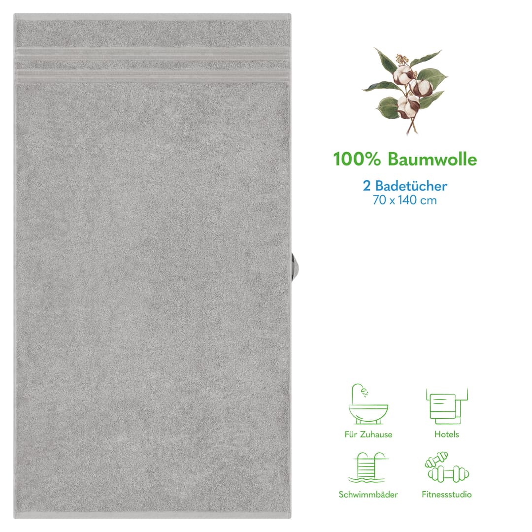 HAMMETEX Duschtuch 2er Set | Grau