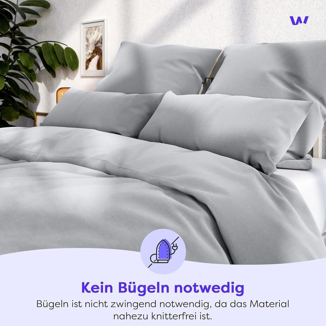 Wolkenfeld Bettwäsche Mikrofaser 4 tlg | Grau