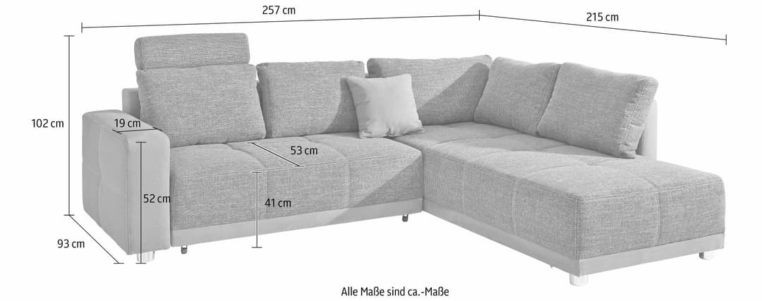 Jockenhöfer Gruppe Ecksofa Orlando L-Form | Schwarz