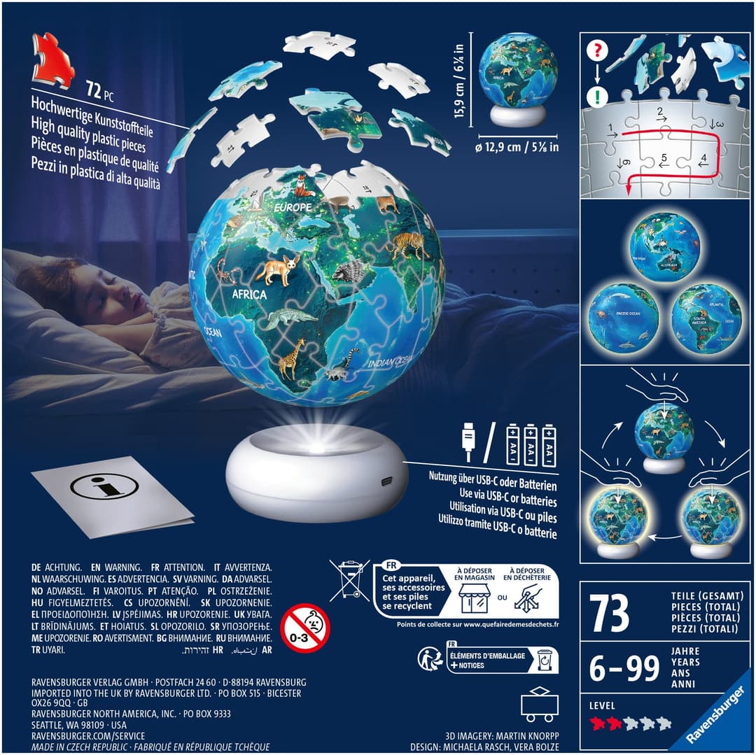 Ravensburger Puzzleball Nachtlicht Erde | Mehrfarbig