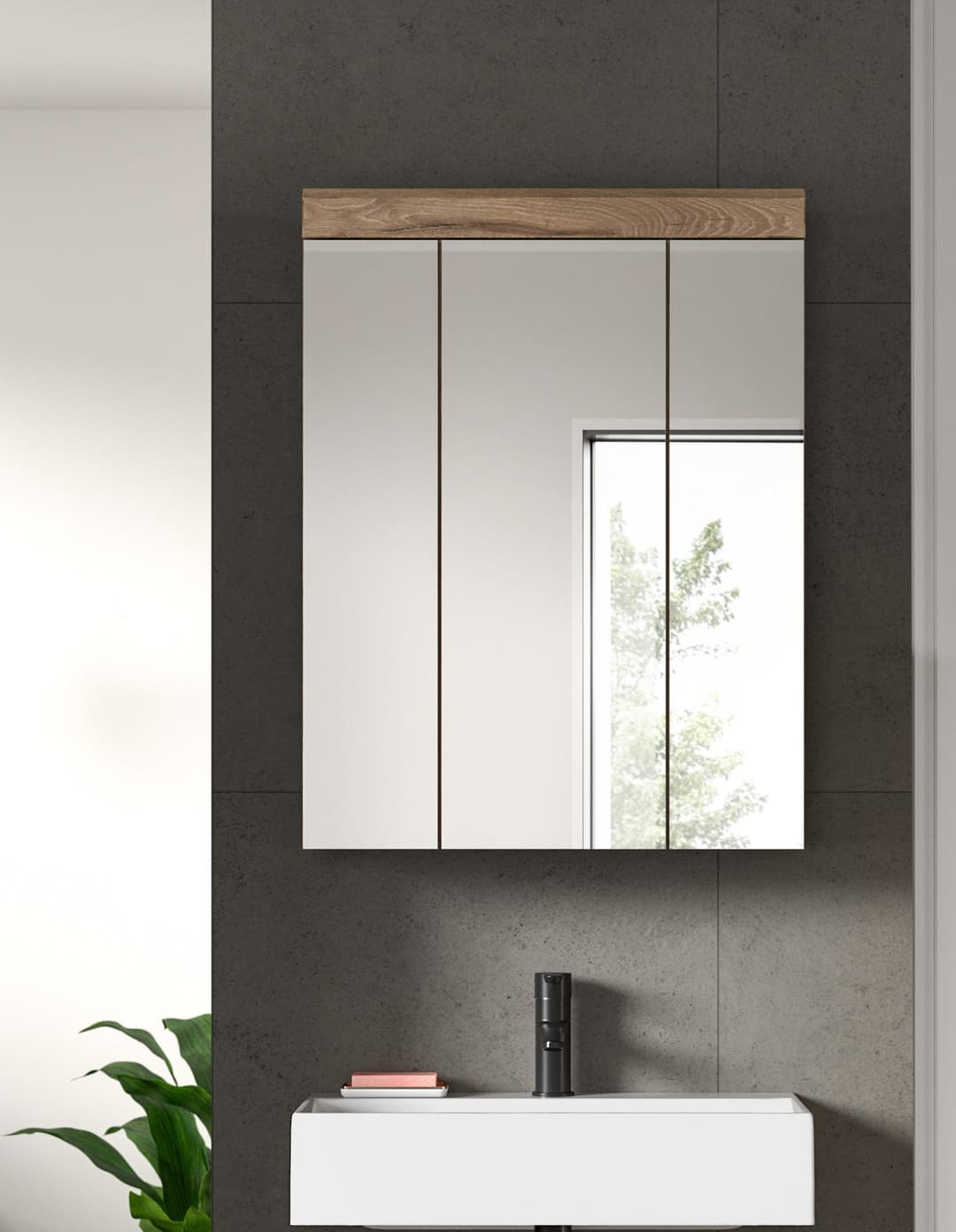 welltime Badezimmerspiegelschrank SIENA | Holztöne